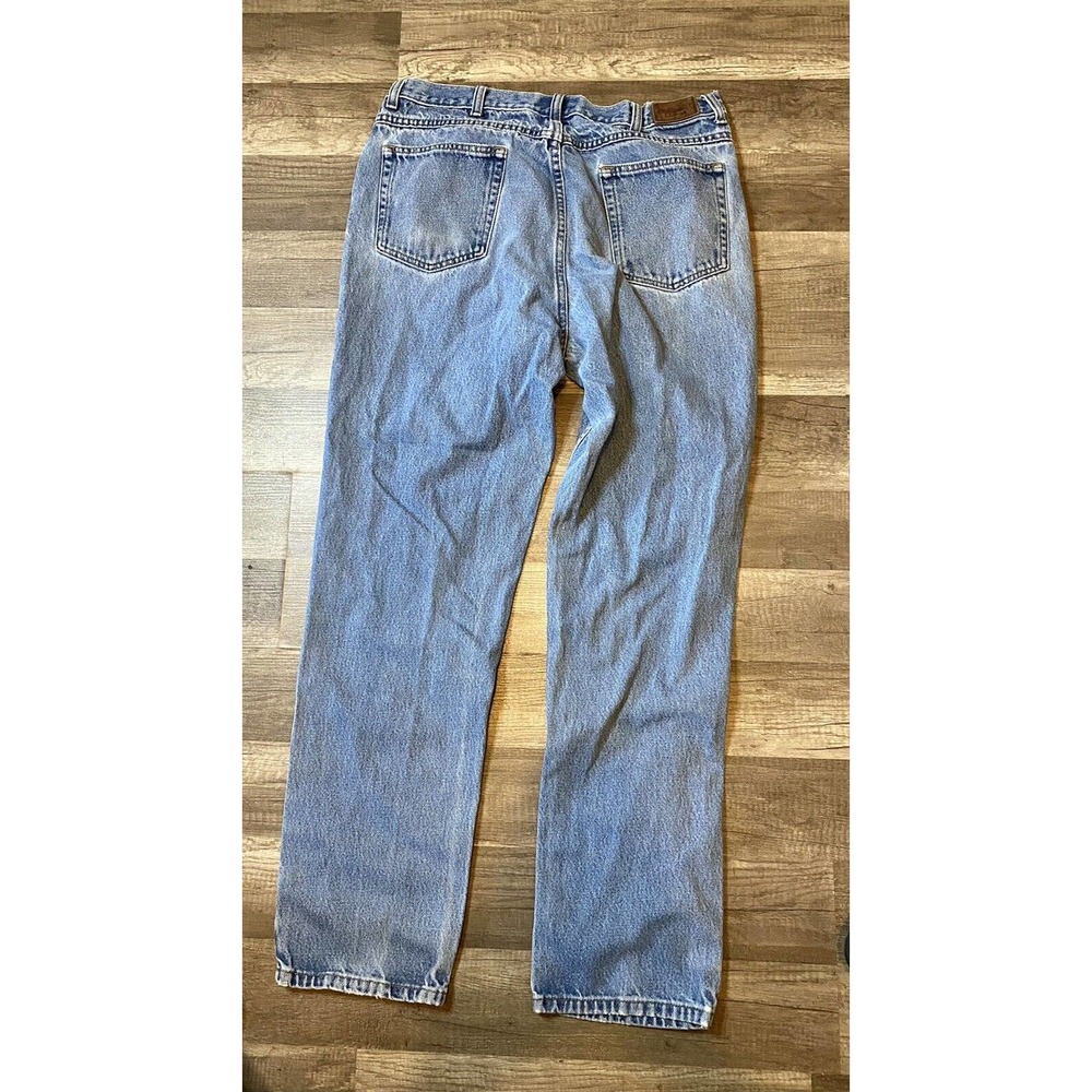 LL Bean Broken-In Denim Jeans Mens 36x32 Blue Classic Fit Light Wash Button Zip